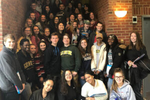 Group photo of about 20 Manresa students