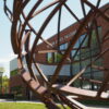 Statue in front of the library