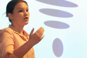 Student presenting at Dolphin Tank presentation