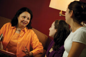 Christina Michaelson and students