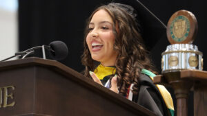 Rebecca Kassis addressing the class of 2026