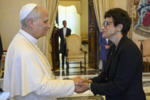 President Linda LeMura and Pope Leo