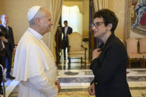 President Linda LeMura and Pope Leo