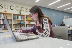 Student working in the Student Success Center